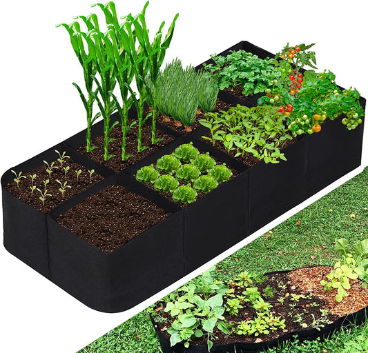Fabric Raised Garden Bed, 128 Gallon 8 Grids Plant Grow Bags, 3x6FT Breathable Planter